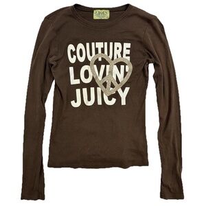 Vintage Juicy Couture Brown COUTURE LOVIN JUICY Girl’s Large Pullover Top